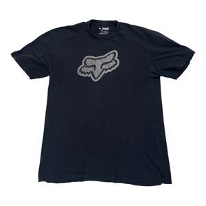 Fox Vintage Y2K Men's Black Tee with Gray Logo - Size XL